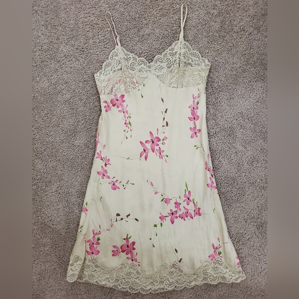 Vintage pale yellow silk slip dress fairy core